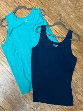 Time and Tru Tank Top Lot 3X Teal & Navy Sleeveless Basics